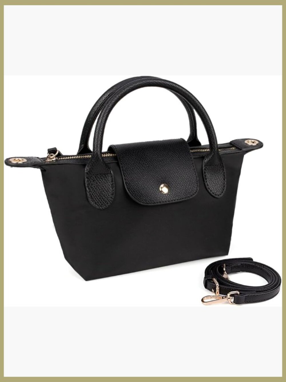 Mini Crossbody Bag Nylon Checkered Tote Handbag with Adjustable Strap